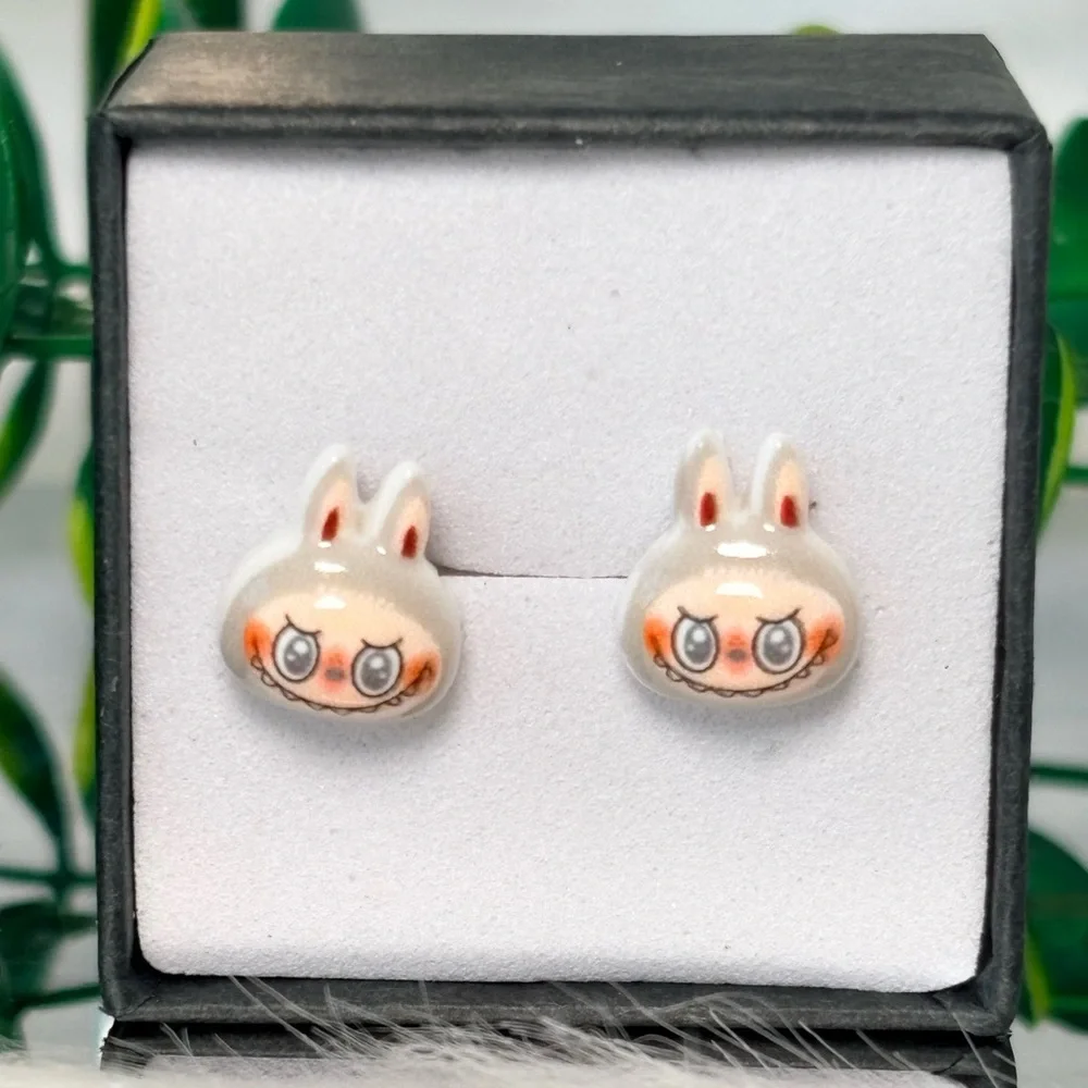 Cute‎ Gray Monster Character Stud Earrings